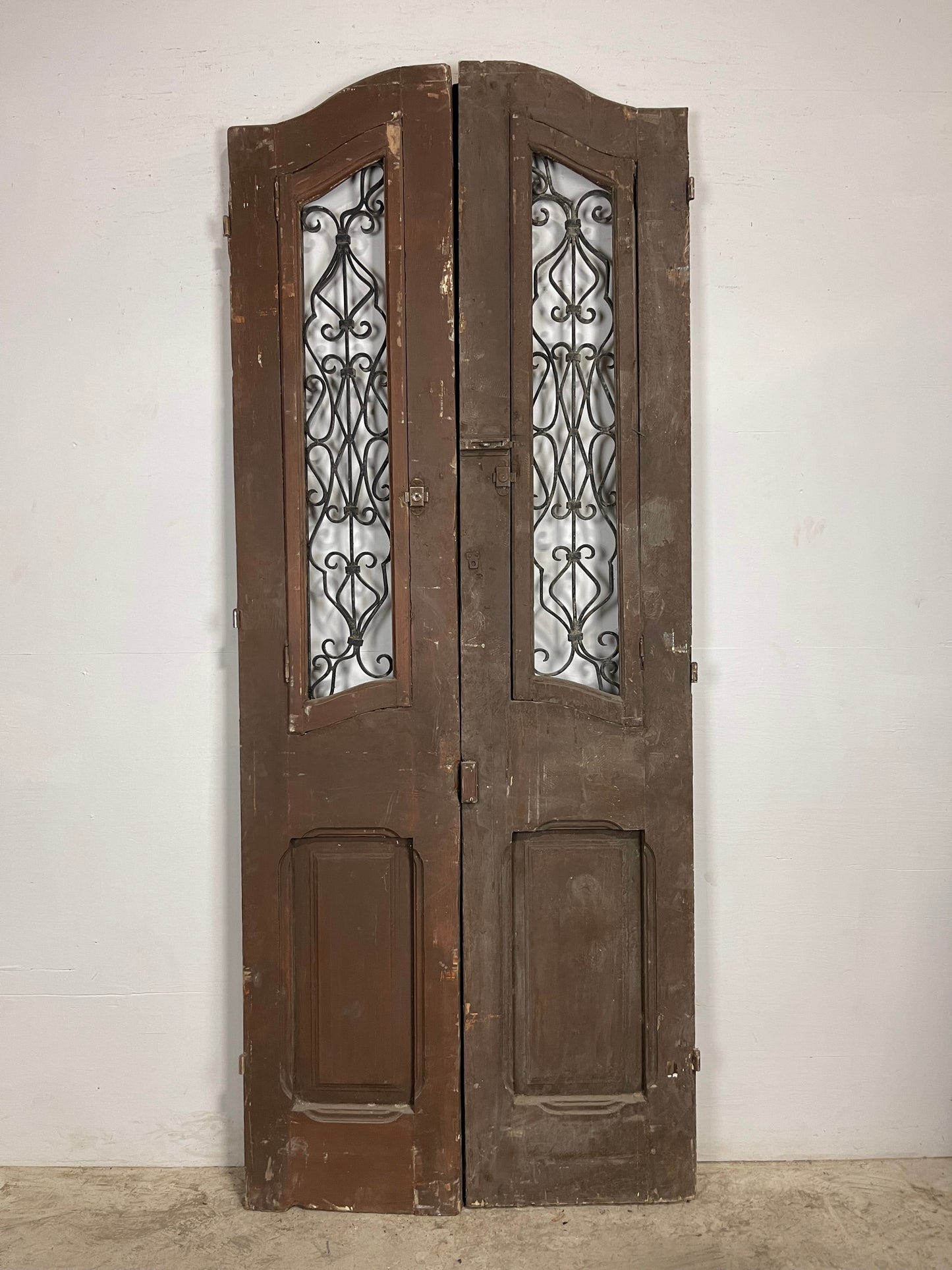 Antique French Panel Doors with Metal (96 x 39) M010