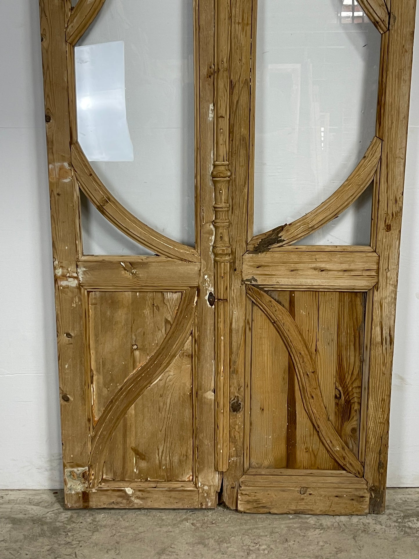 Antique  French Panel Doors with Carving  (97.5 x 48.5) M052 needs new glass