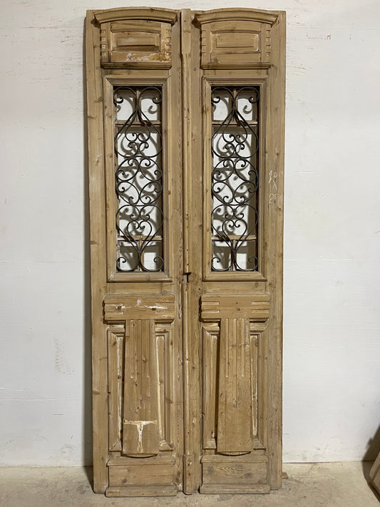 Antique French Panel Doors with Metal (98.5x39.75) K109