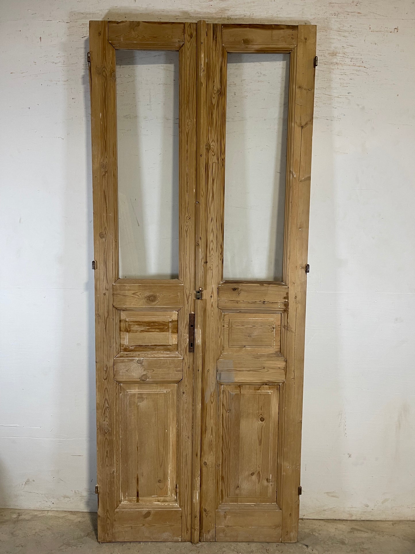 Antique French panel doors with glass (94.5x38.5) L145