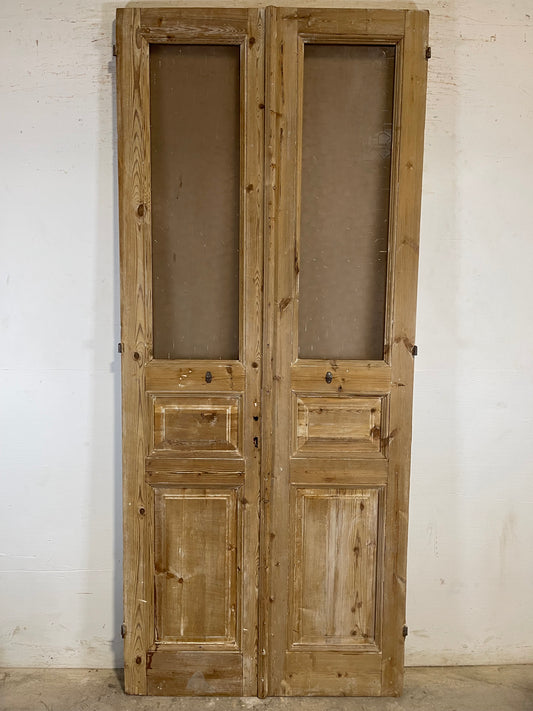 Antique French panel doors with glass (96.75x41.25) L141