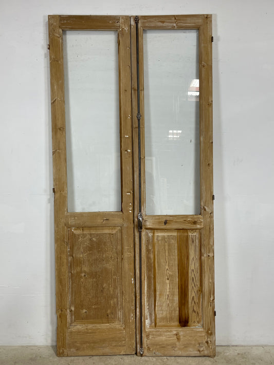 Antique French panel doors with glass (100x47.25) L389