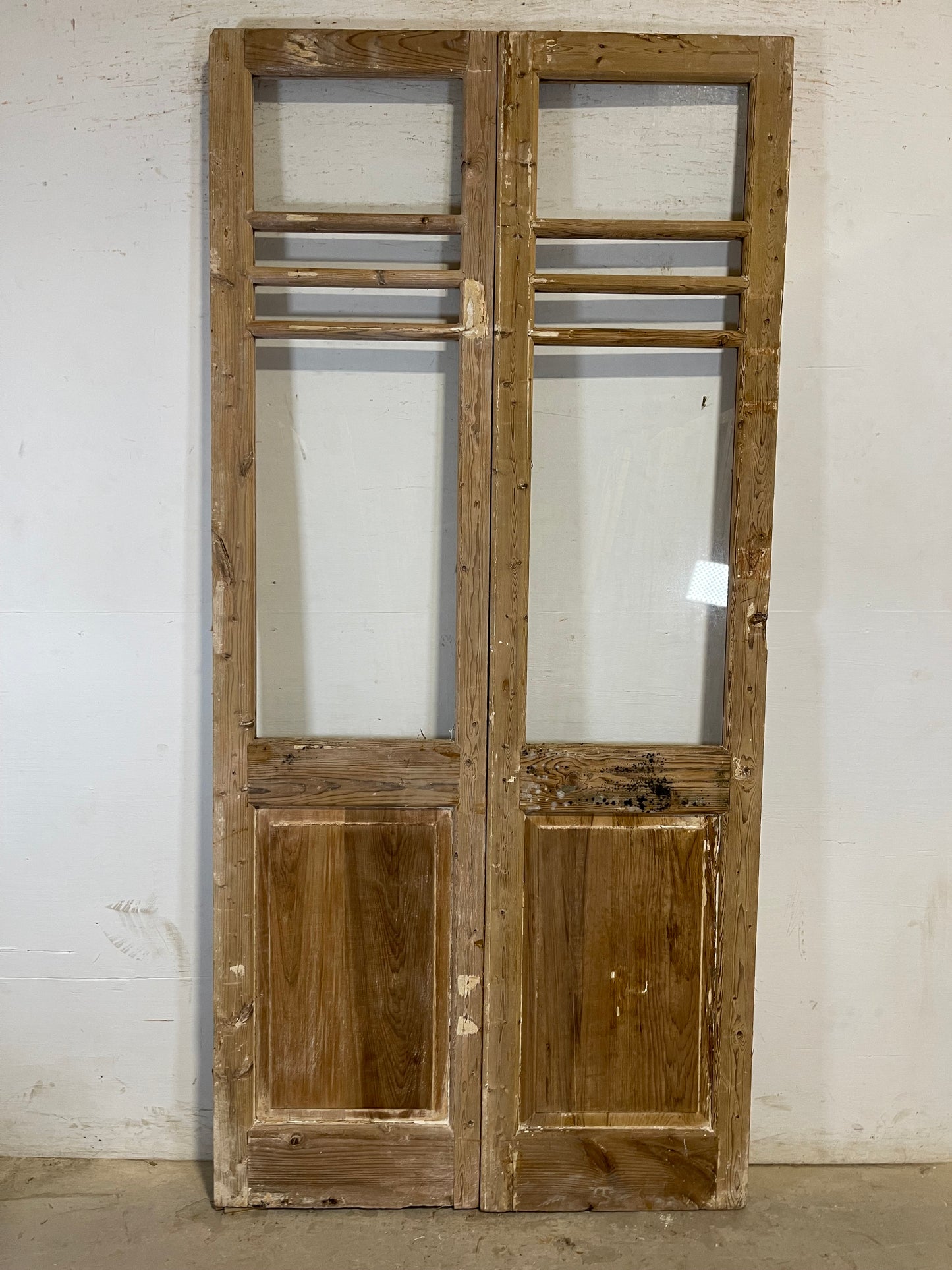 Antique French panel doors with glass (90.75x43) L190