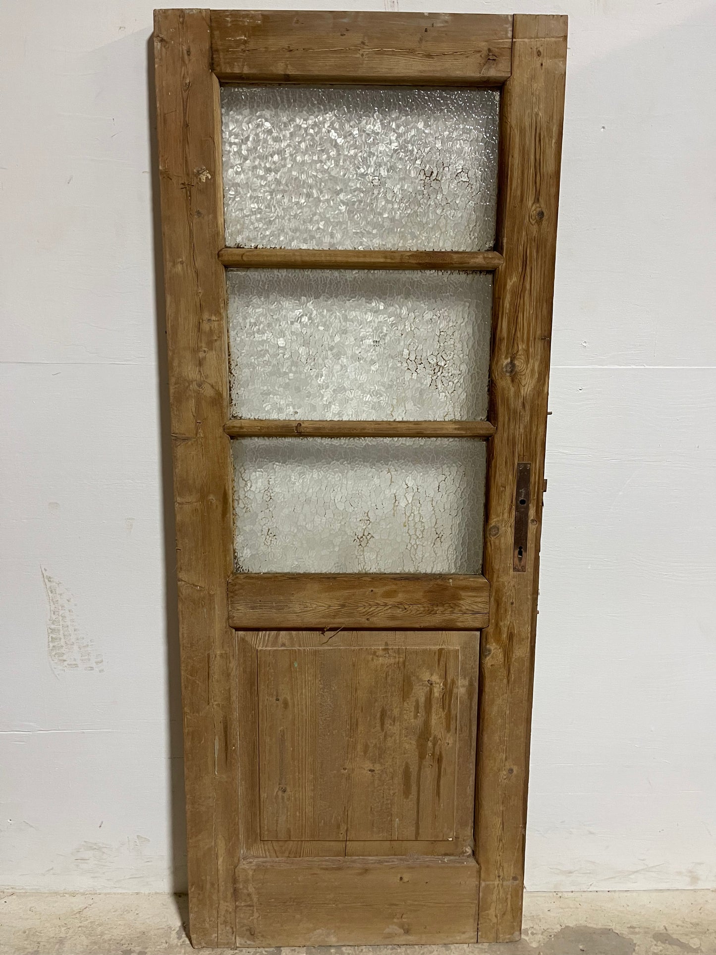 Antique  French Panel Door with Glass  (71.75x28) J916