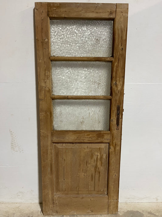 Antique  French Panel Door with Glass  (71.75x28) J916