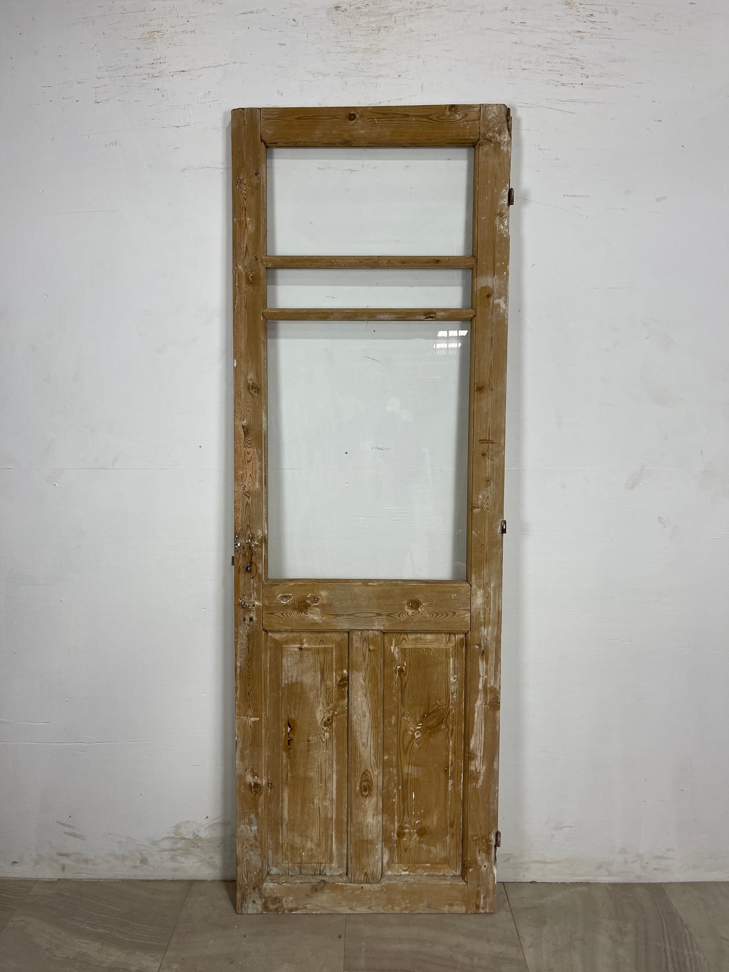 Antique French Panel Door with Glass  (84.75 x 28.25) N168