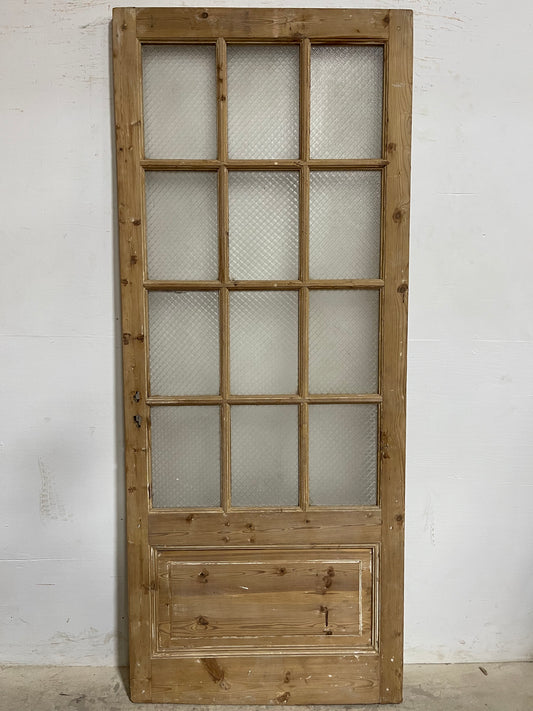 Antique  French Panel Door with Glass  (88x36) K326 single