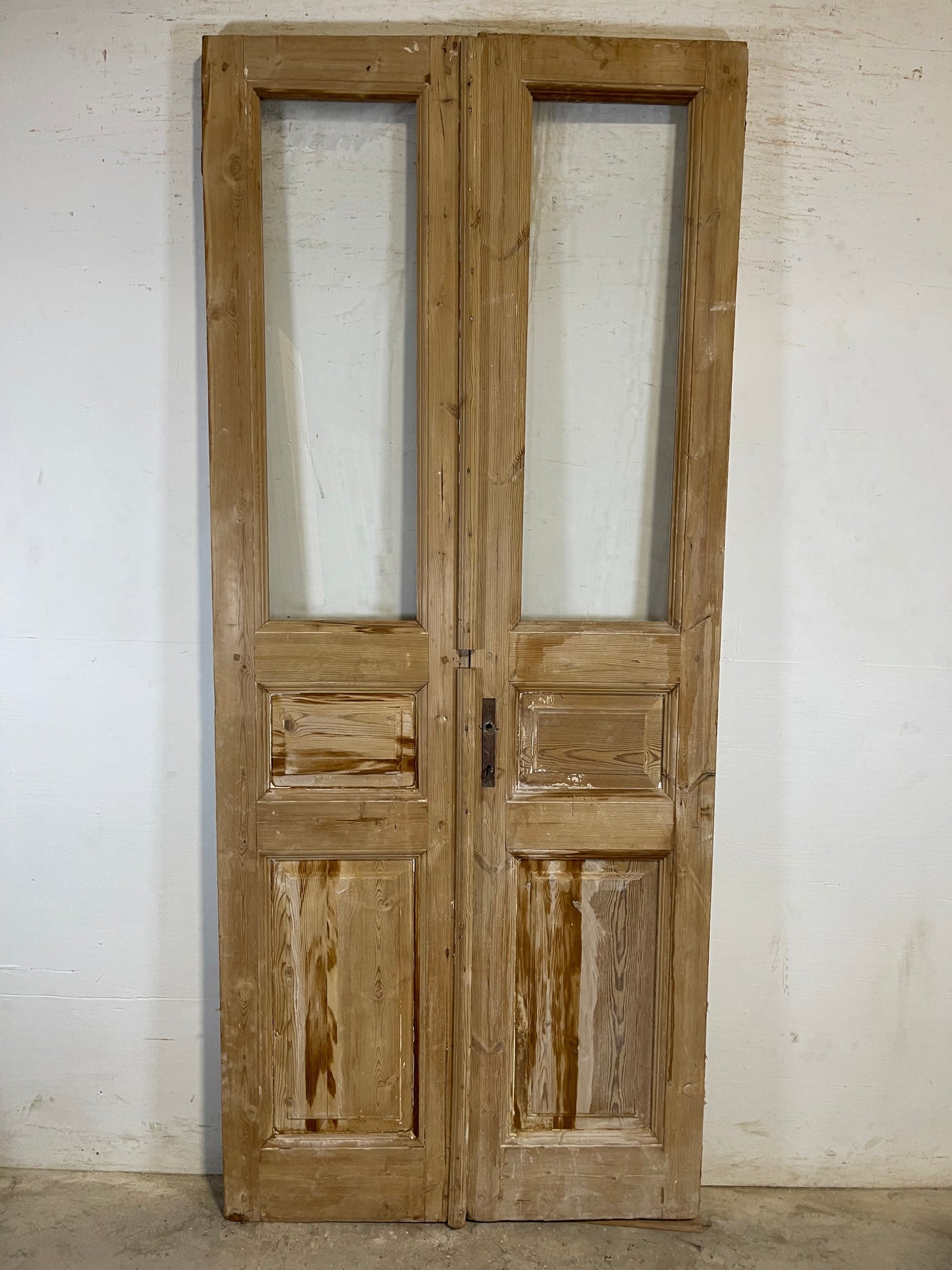 Antique French panel doors with glass (94.25x40.5) L146