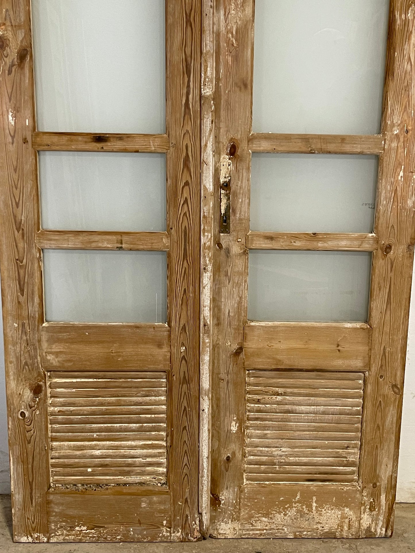 Antique French panel doors with glass (92.5x43.25) L179