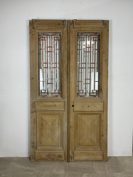 Antique French panel doors with Metal (92.5 x 51.25) O25