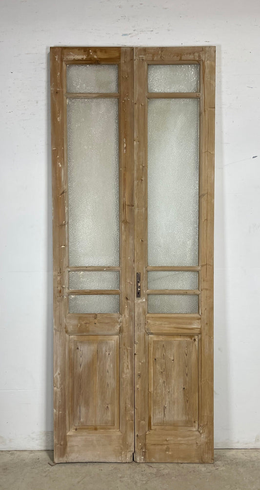 Antique  French Panel Doors with glass (102.5x40)   M094