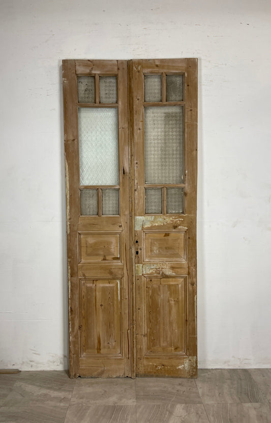 Antique French Panel Doors with Glass   (96 x 39.5)   N051