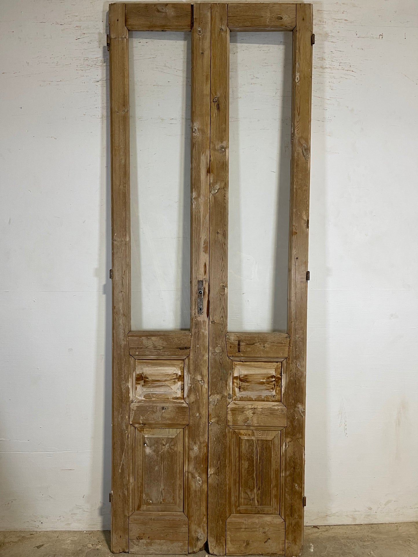 Antique French panel doors with glass (98.25x35.25) K344