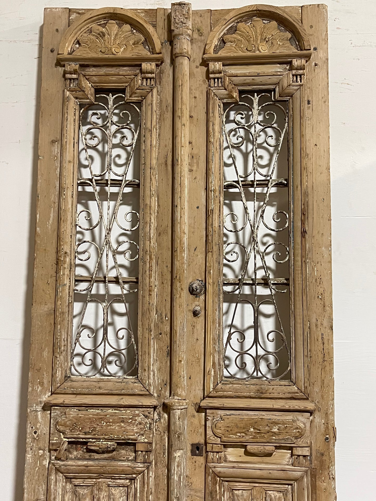 Antique French Panel Doors with Metal (99x47.75)  J120