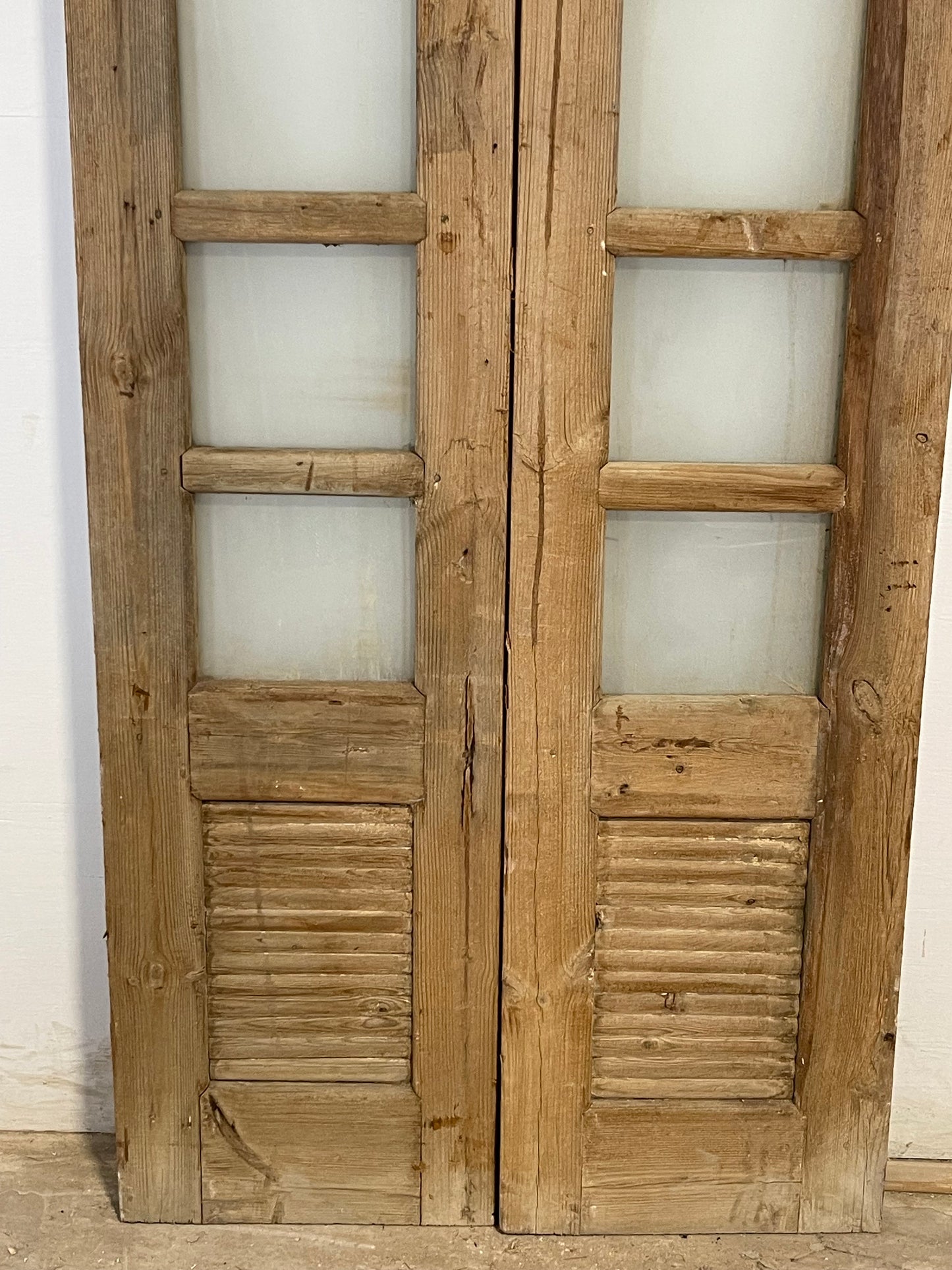 Antique French panel doors with glass (92.25x34.5) L185