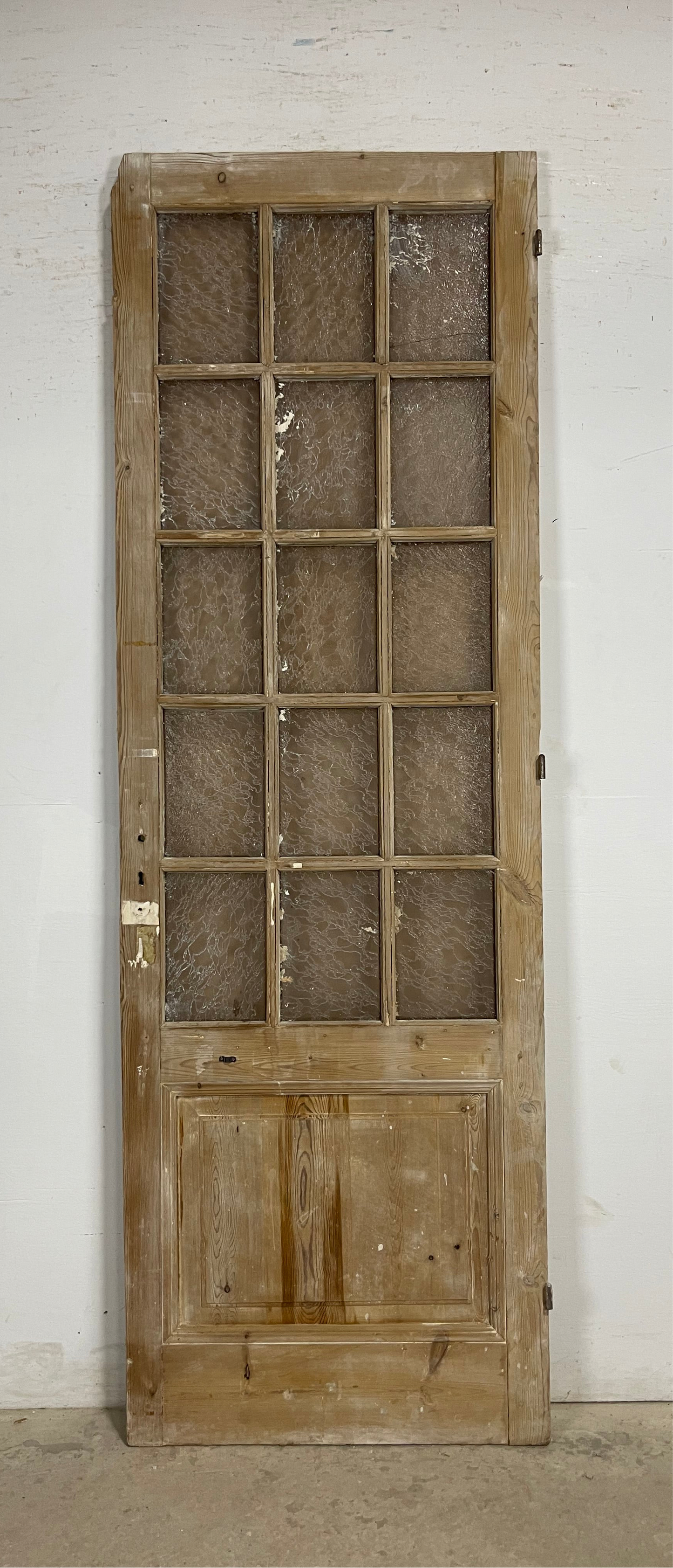 Antique French Panel Door with Broken Glass  (96.5x32) M255