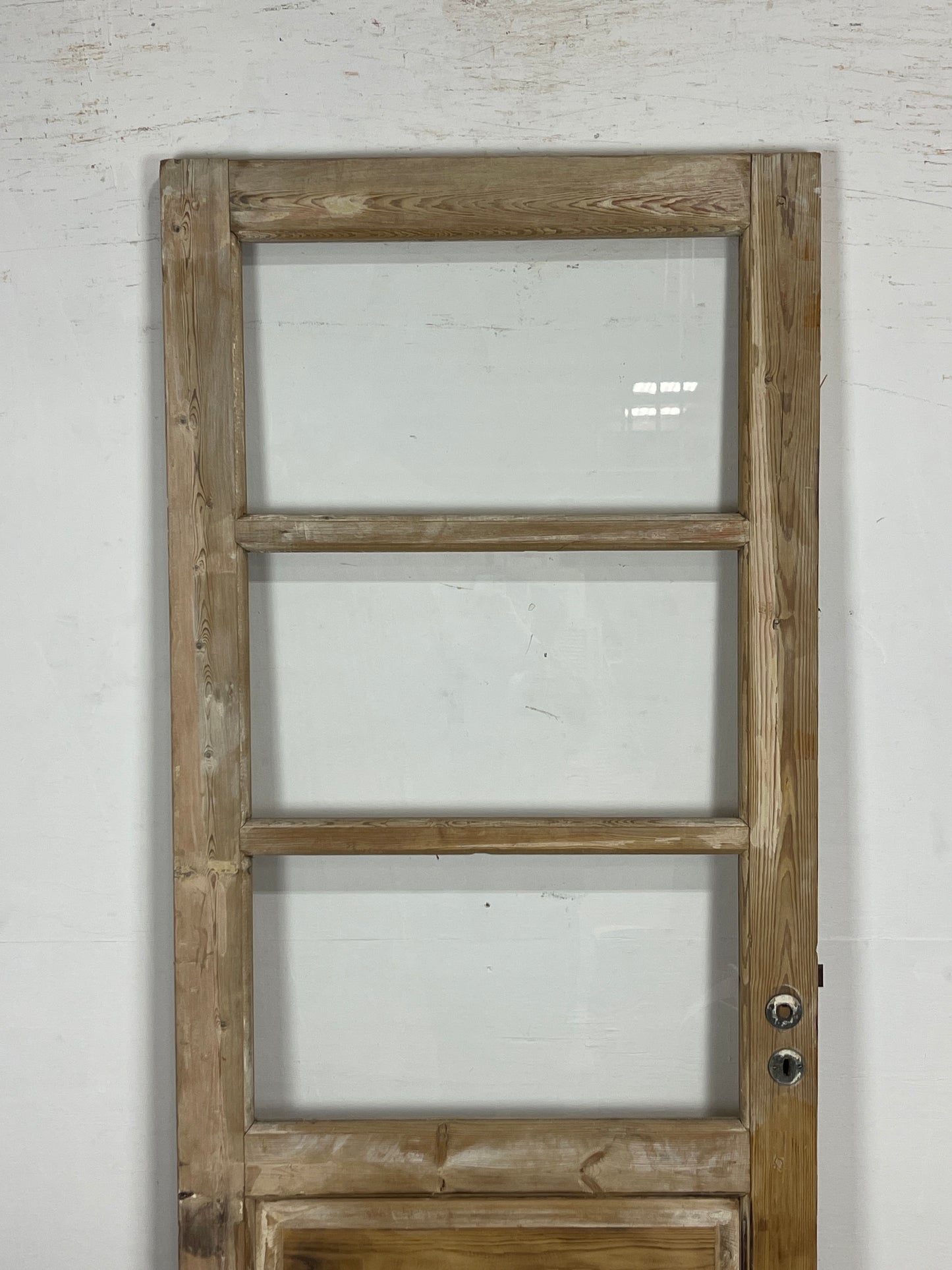 Antique French Panel Door with Glass  (87.25 x 31.75) N201