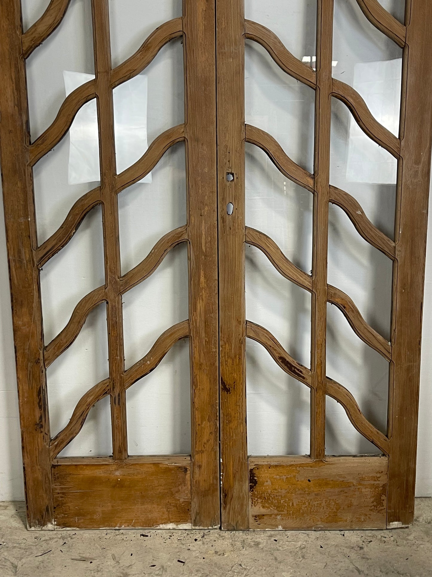 Antique French panel arched doors with glass (89x50) M003