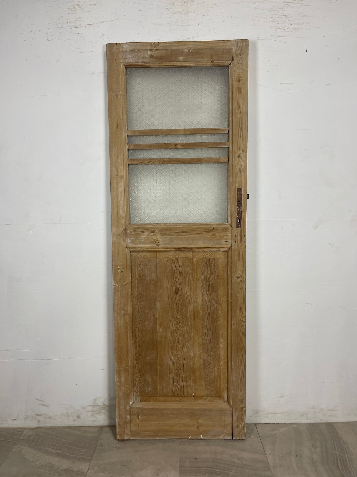 Antique French Panel Door with Glass  (84.5 x 28.5) N194