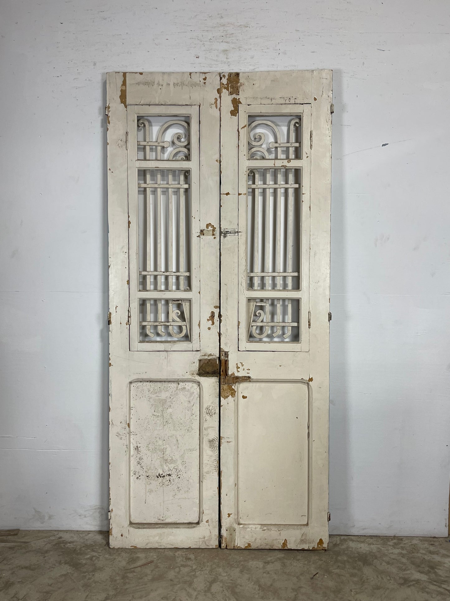 Antique French Panel Doors with Metal (88.5 x 40.75) M066