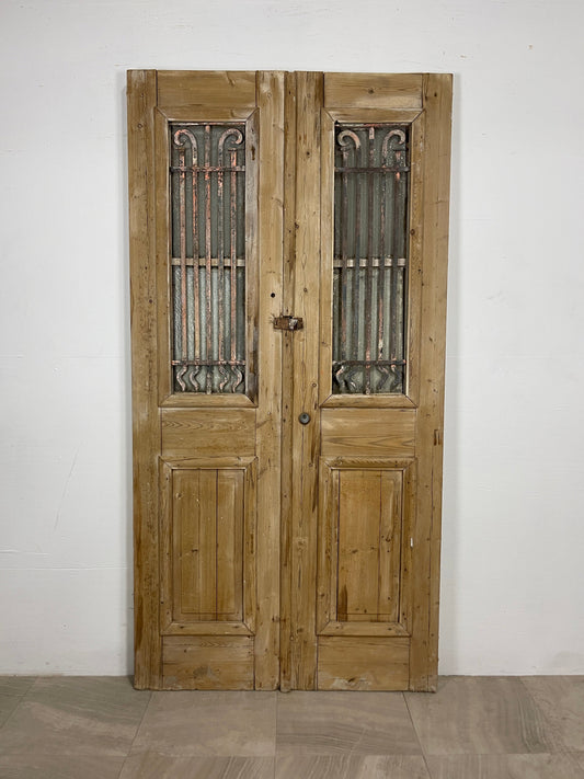 Antique French panel doors with Metal (85.75 x 43.75) O22