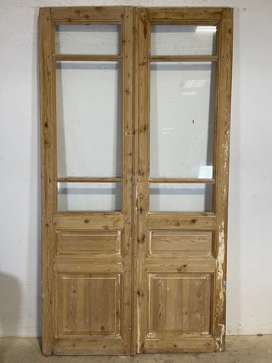 Antique French panel doors with glass (94.25x51.25) K333