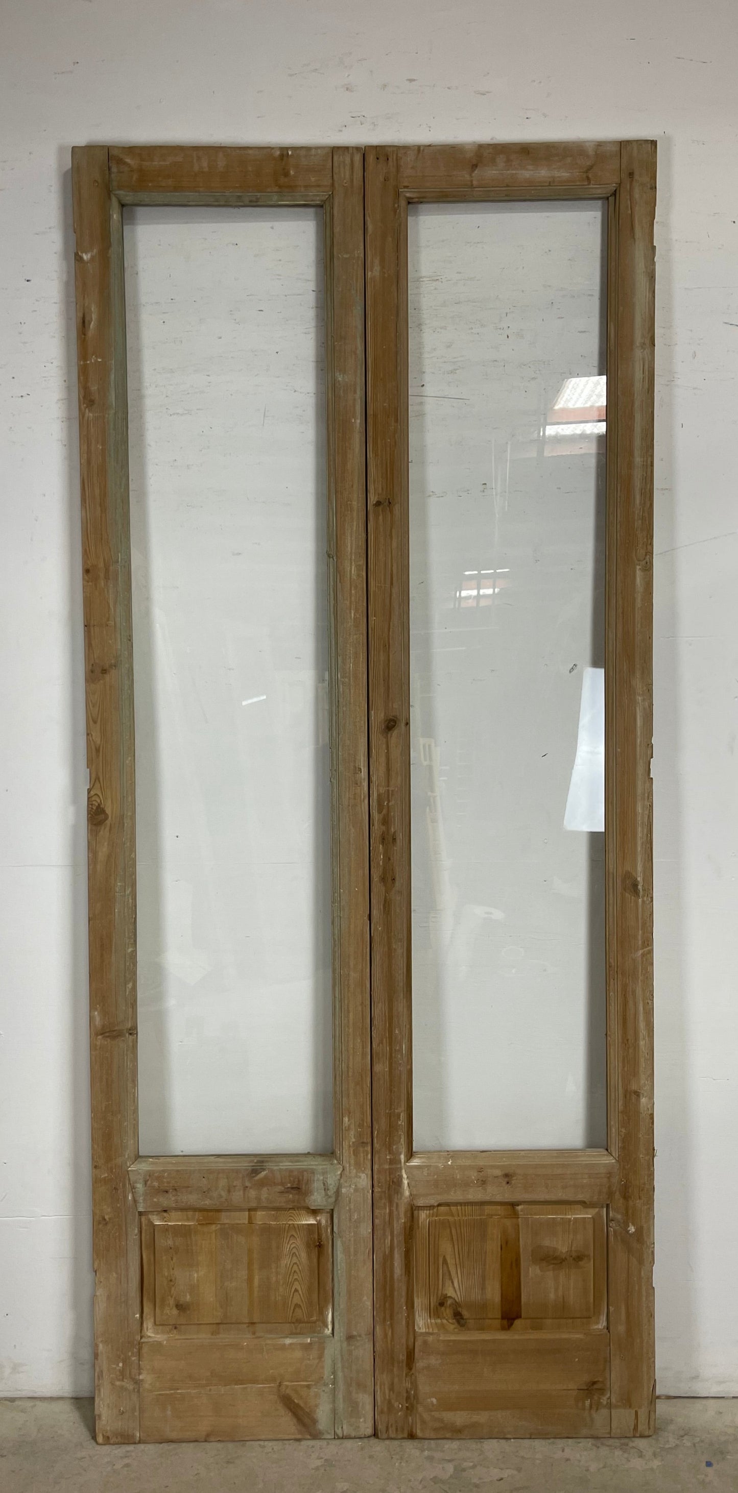 Antique  French Panel Doors with glass (107x47)   M089