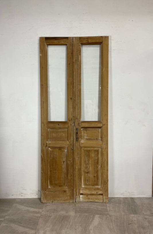 Antique French Panel Doors with Glass   (96.75 x 39.5)   N037