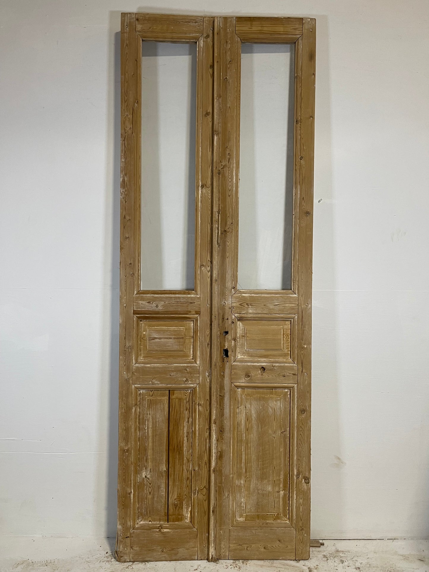 Antique French panel doors with glass (96.5 x 34.5) L202