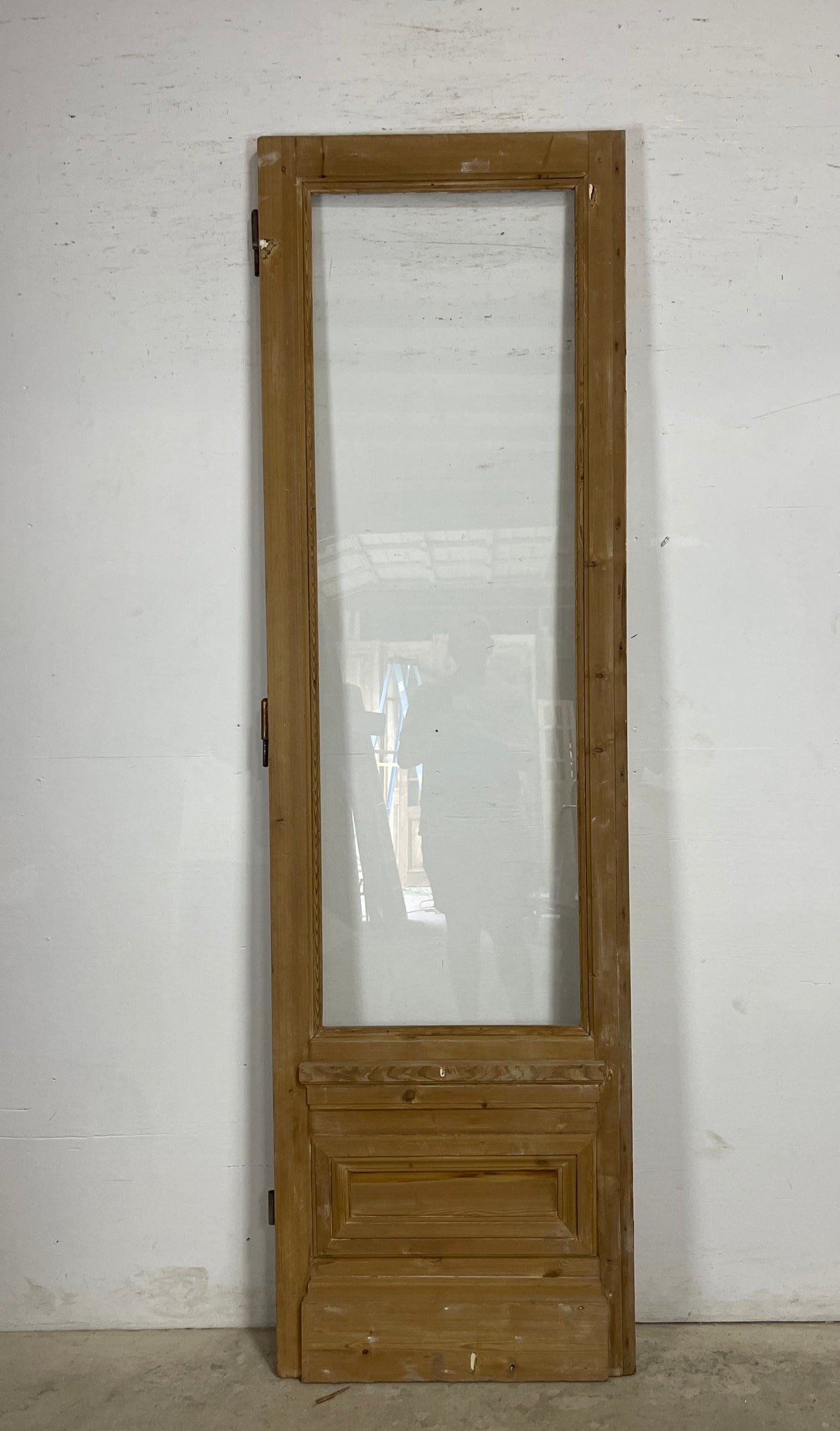 Antique  French Panel Door with glass (95.25 x 27.75)   M101