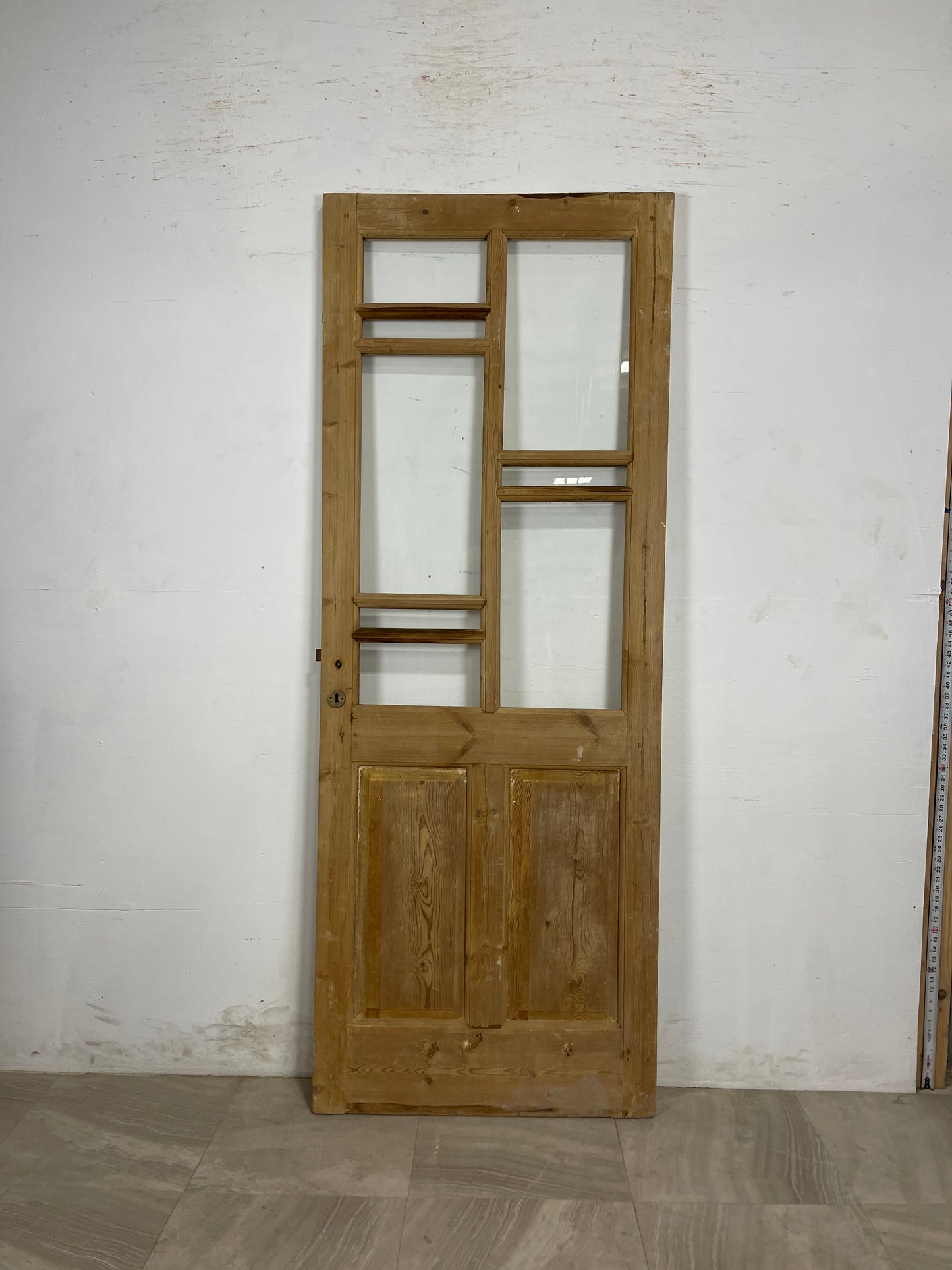 Antique French Panel Door with Glass  (84.25 x 31.5) N161