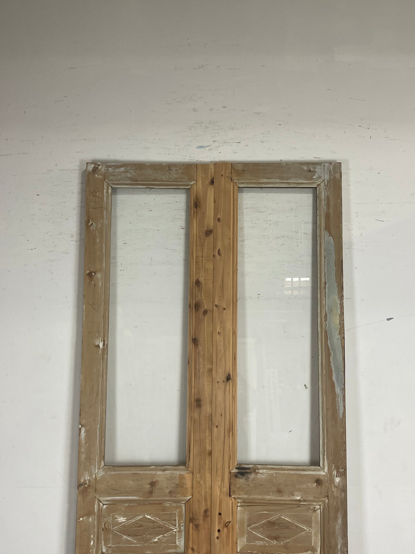 Antique  French Panel Doors with glass (102.5x43.25)   M267