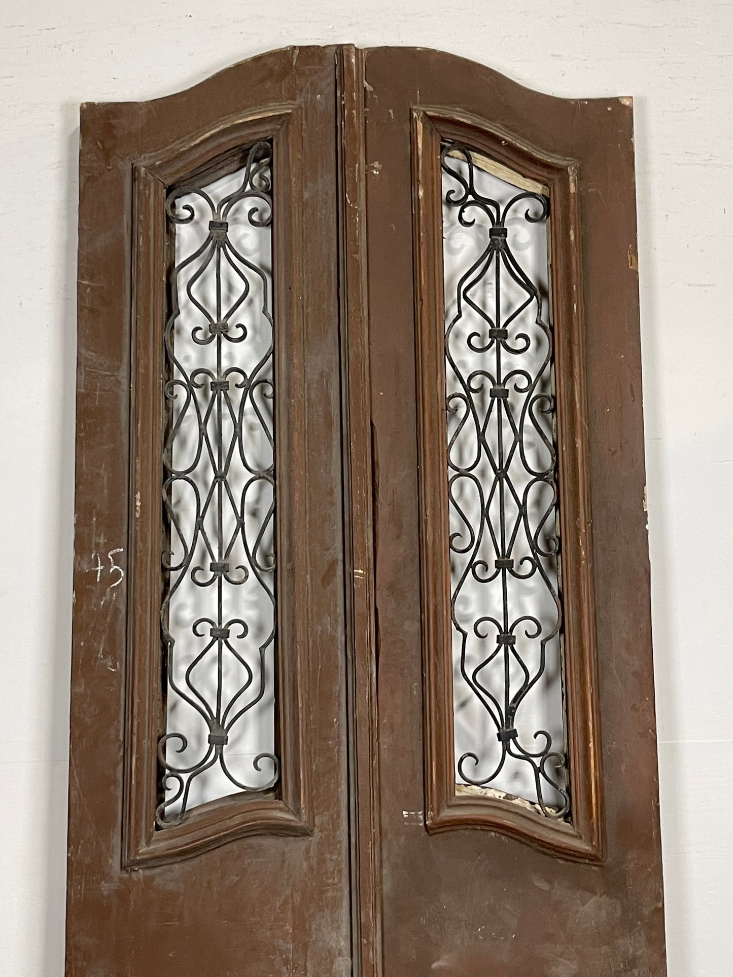 Antique French Panel Doors with Metal (96 x 39) M010