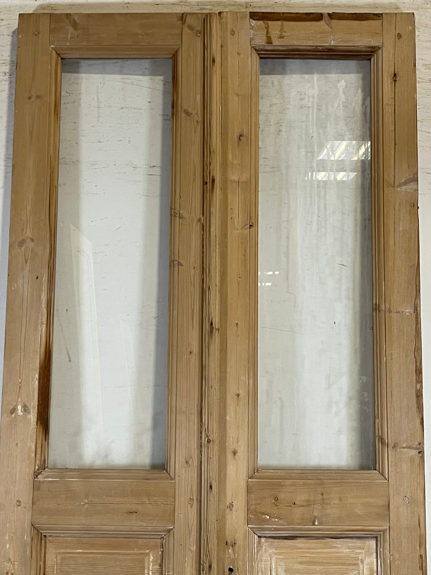 Antique French panel doors with glass (94.75x38.75) L138