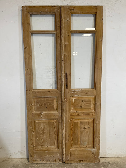 Antique French panel doors with glass (84.25x40) L110