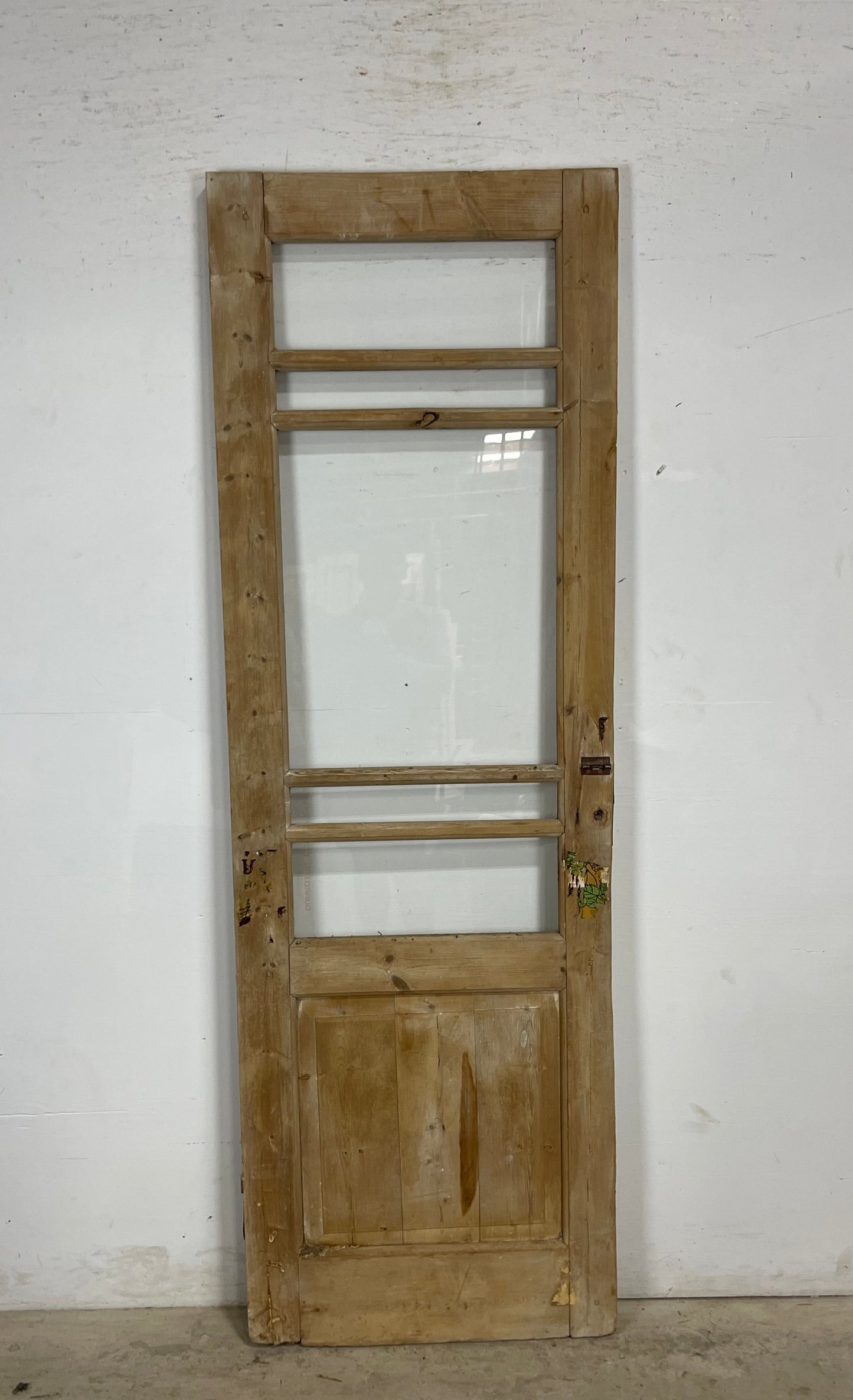 Antique French Panel Door with Glass  (85 x 28) M226