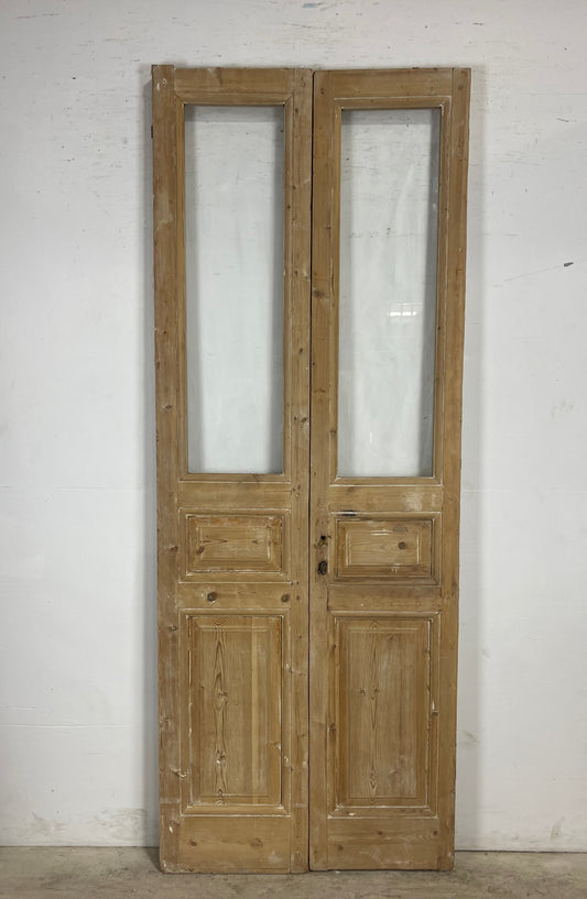 Antique  French Panel Doors with glass (98x35.75)   M110