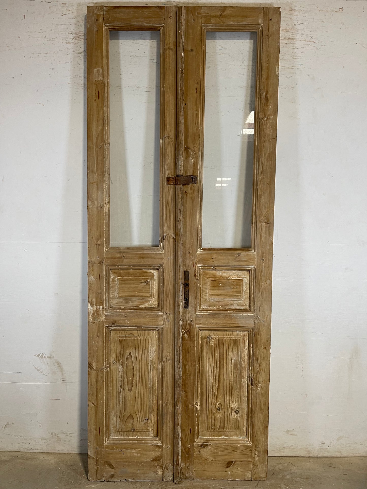 Antique French panel doors with glass (94x37) L165