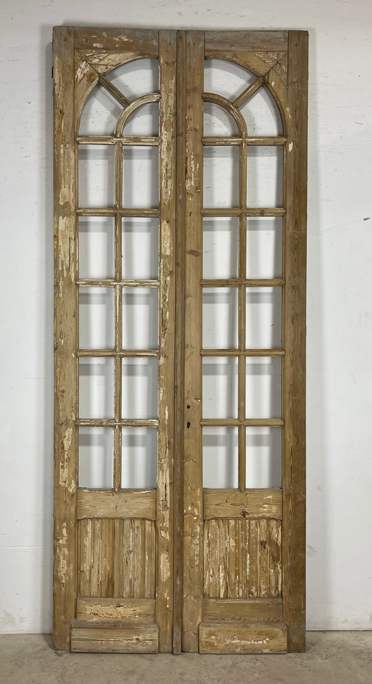 Antique  French Panel Doors with glass (108x44.5)   M113