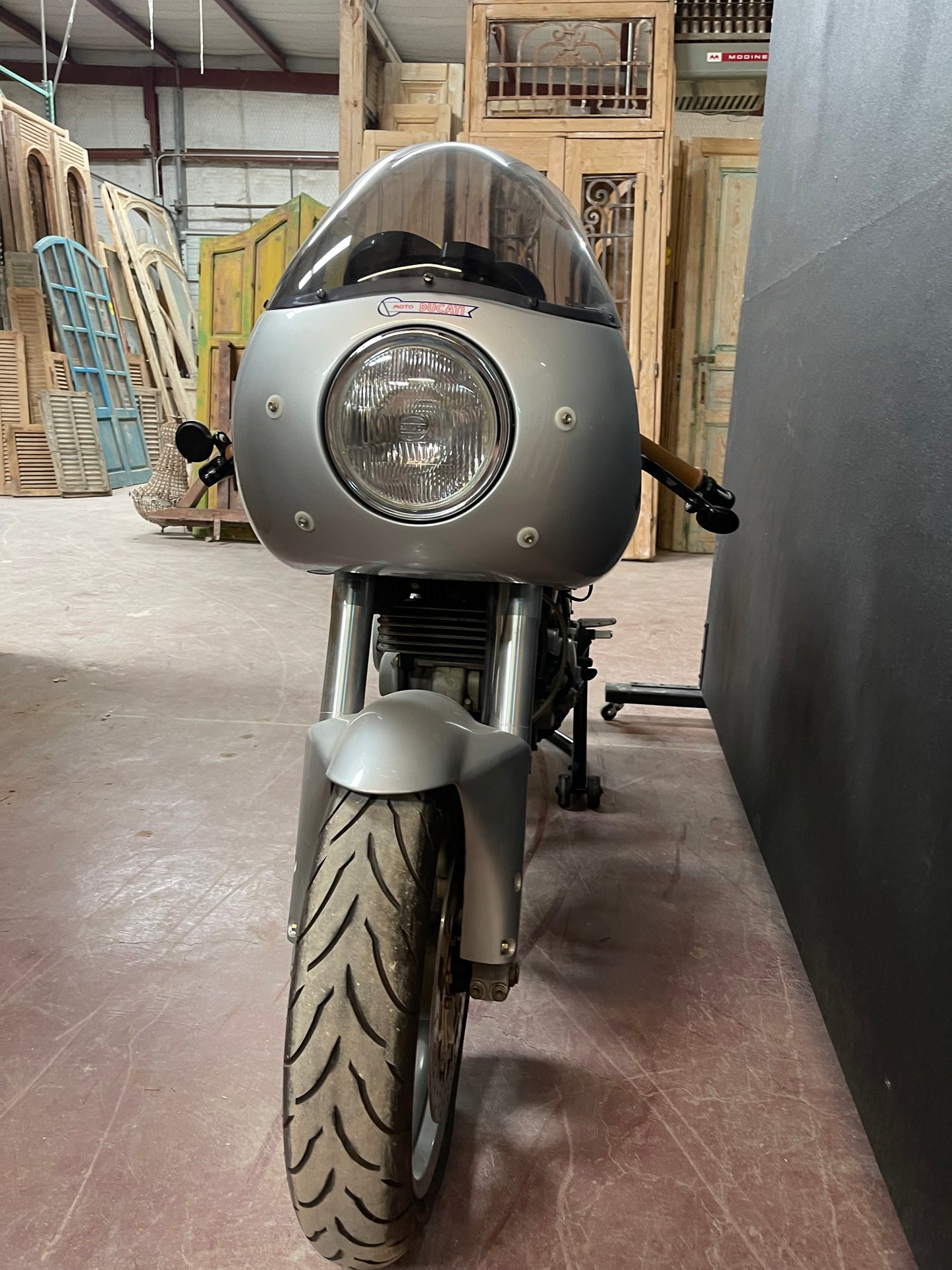 Silver Ducati Motorcycle