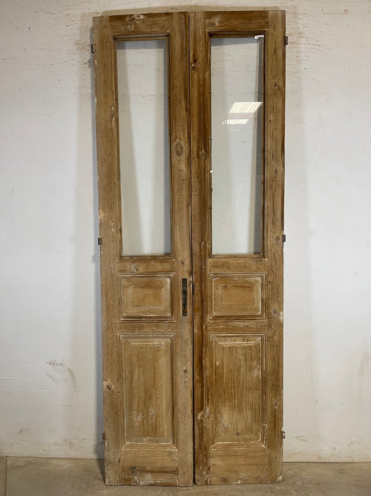 Antique French panel doors with glass (94x37) L165