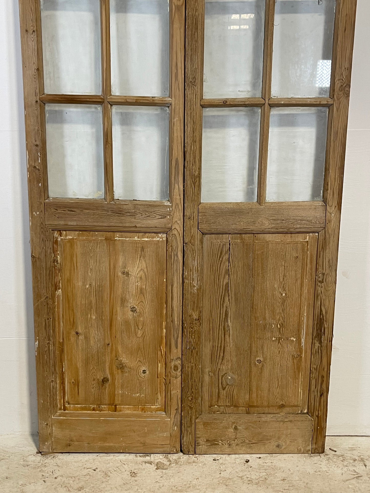 Antique French panel doors with glass (96x43.5) L220