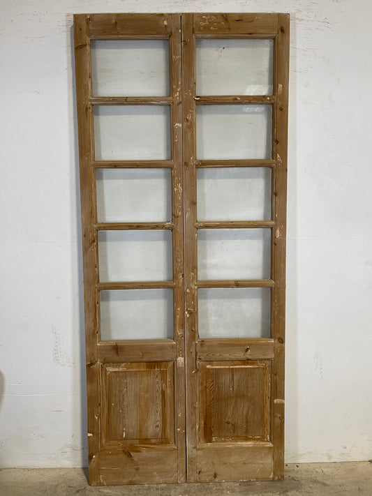 Antique French panel doors with glass (88.75x38.5) K332