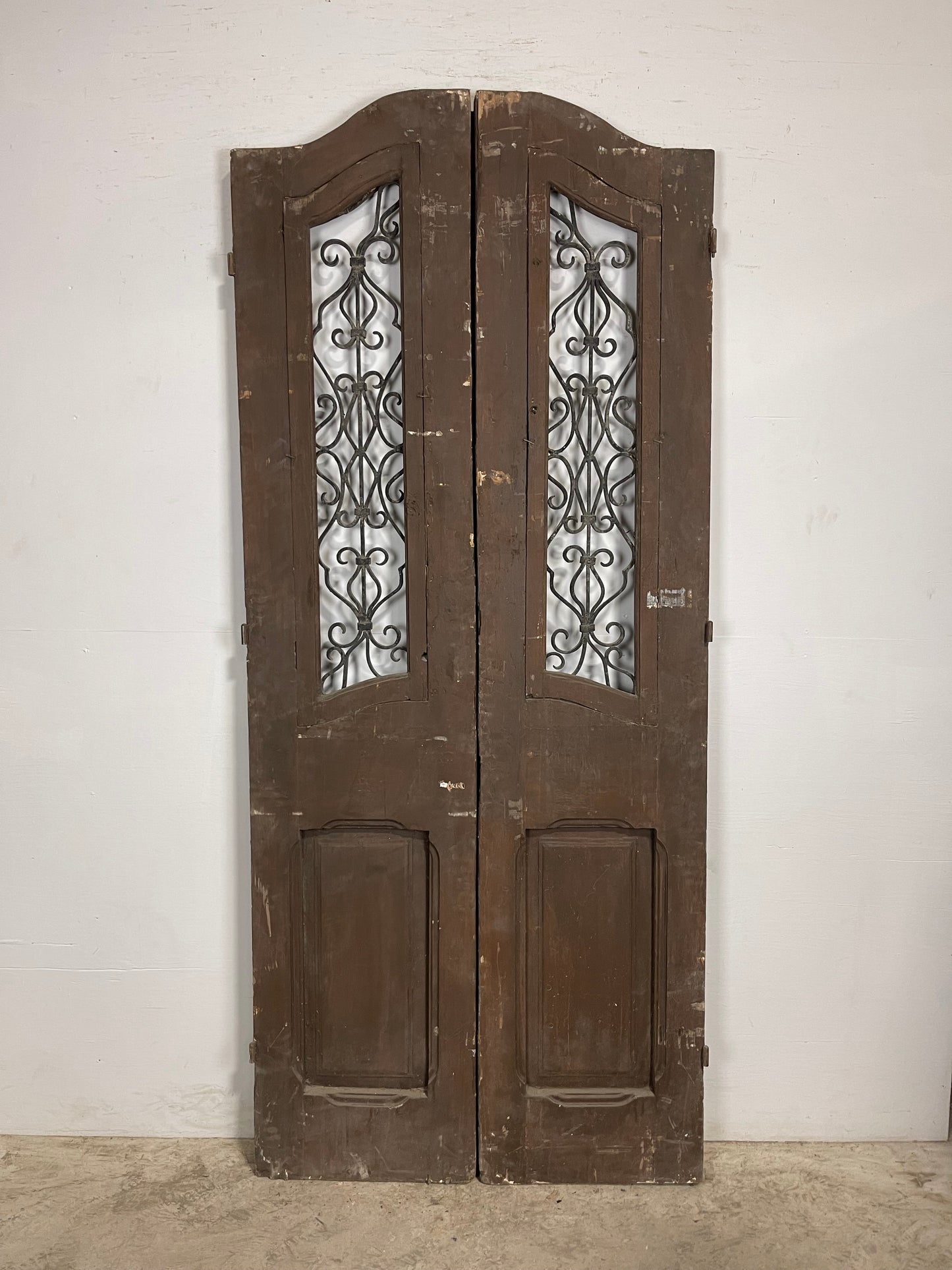 Antique French Panel Doors with Metal (92 x 39.5) M011