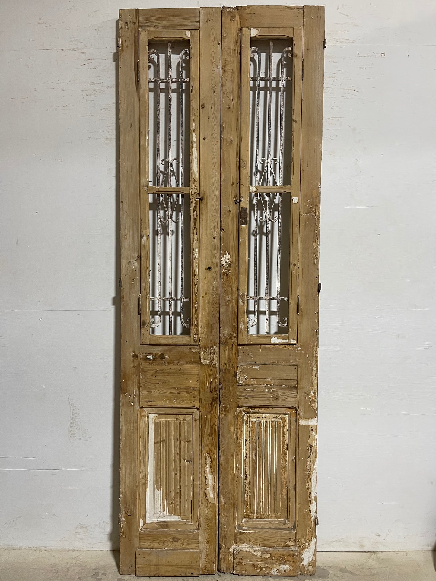 Antique French Panel Doors with Metal (102x36) K103