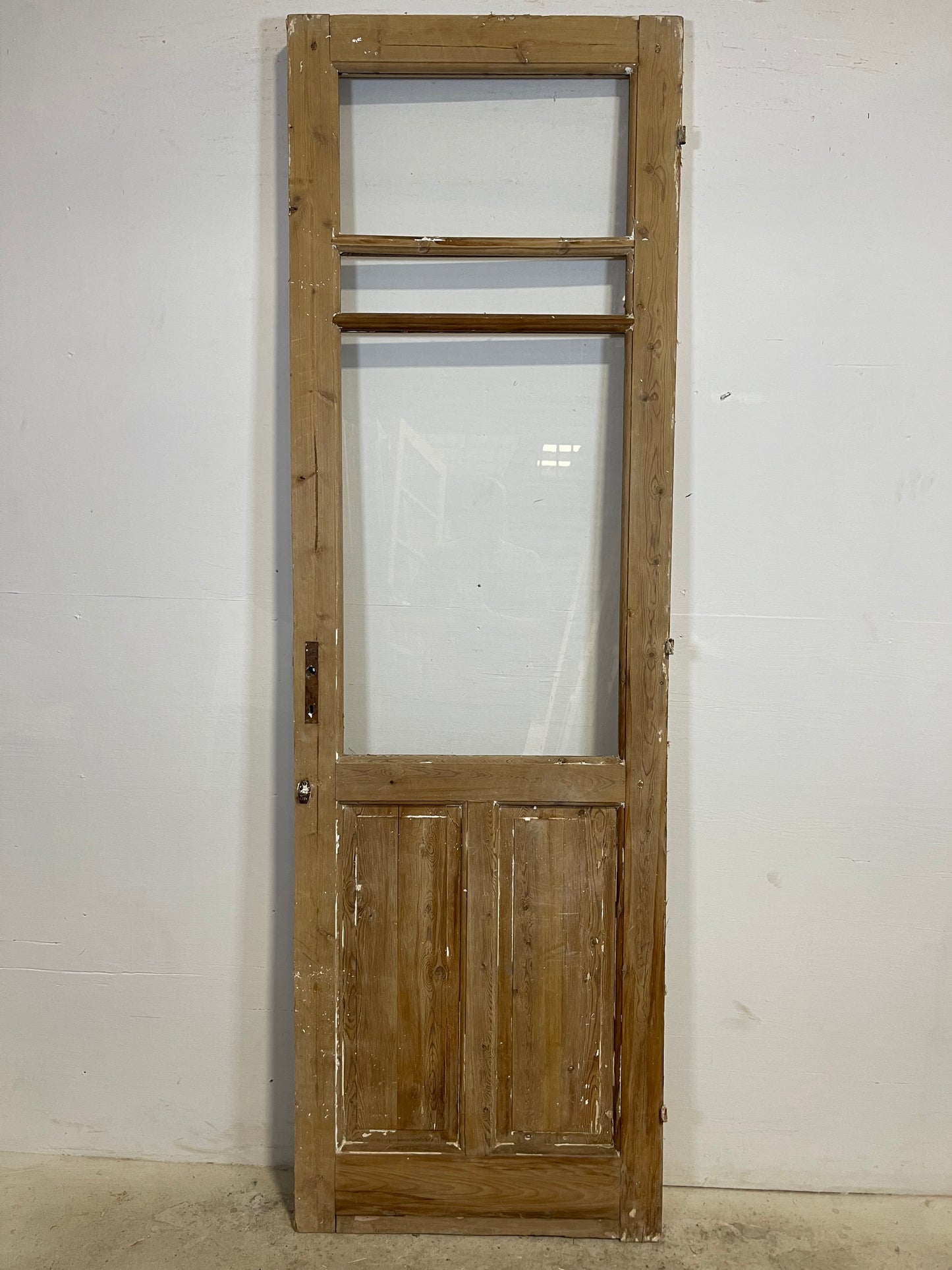 Antique French Panel Door with Glass  (90x28.25) L317