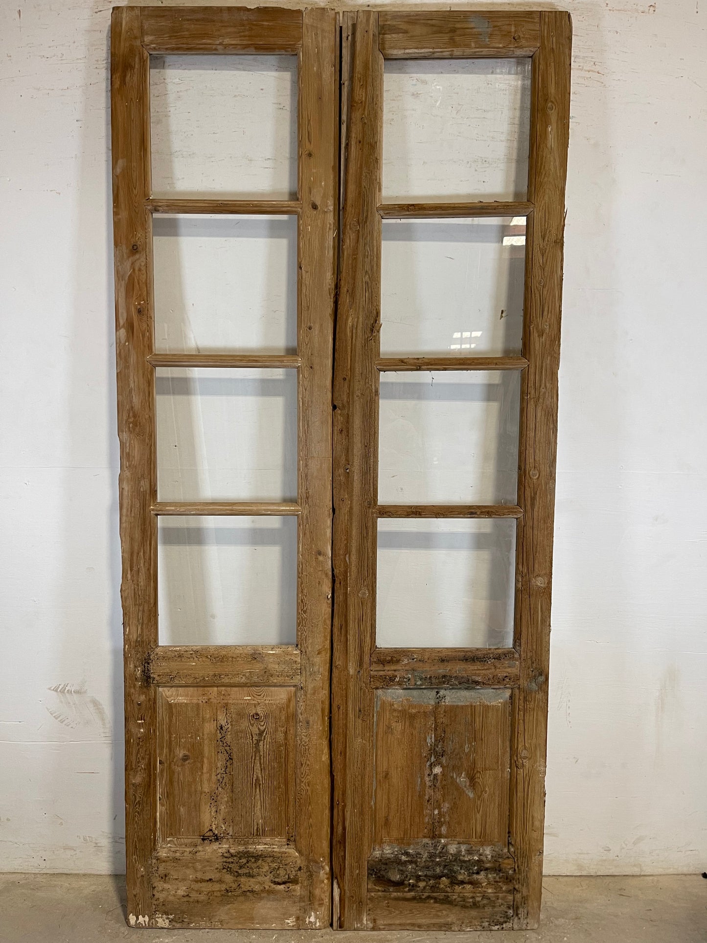 Antique French panel doors with glass (92.75x43.75) L163