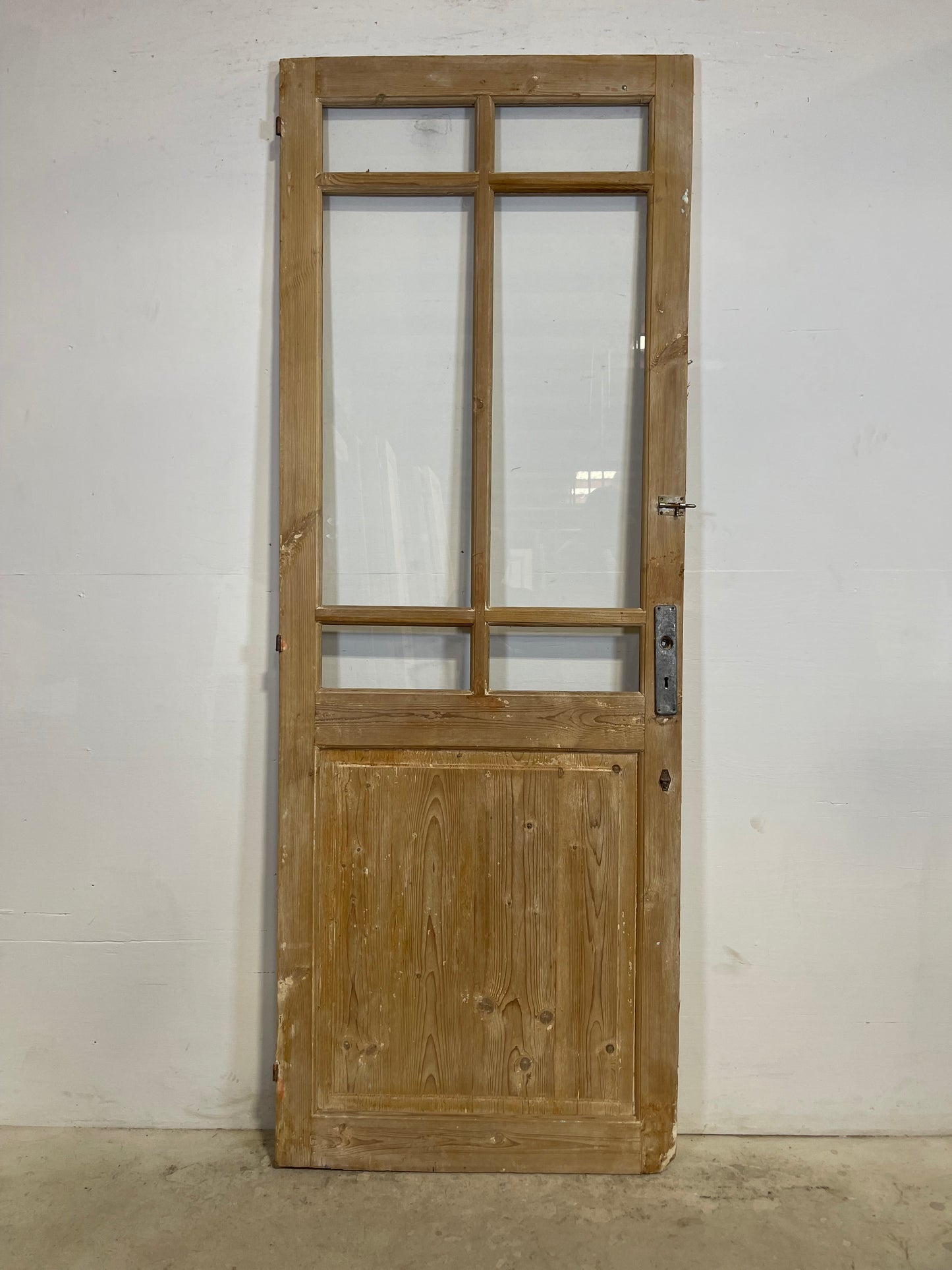 Antique French Panel Door with Glass  (88x32) L333