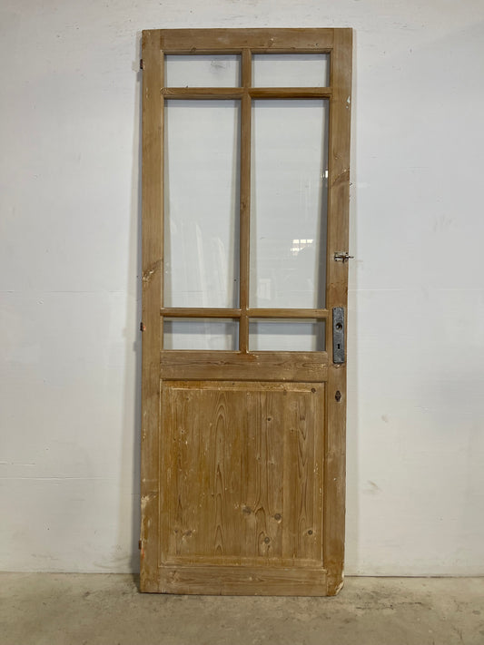 Antique French Panel Door with Glass  (88x32) L333