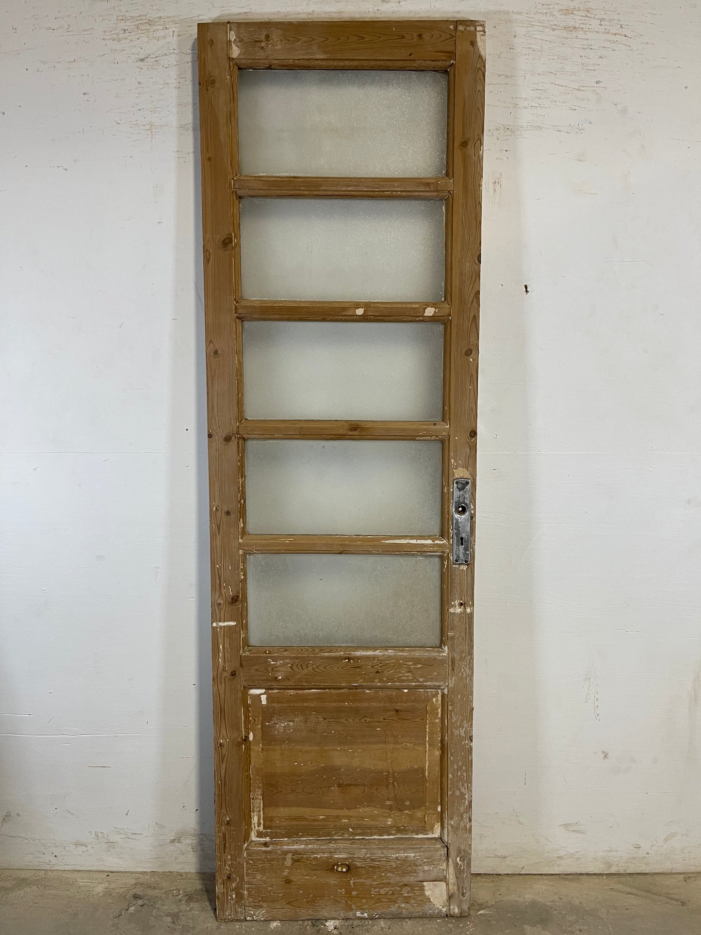 Antique French Panel Door with Glass  (89.25x27.75) L130